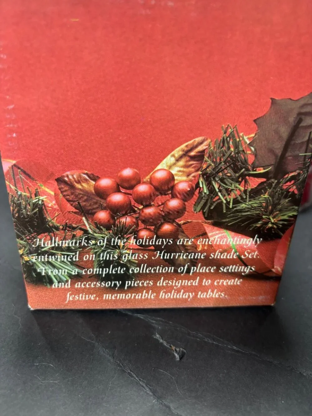 Vintage 1990 Poinsettia & Ribbons Holiday Glass Hurricane Shade Set Christmas